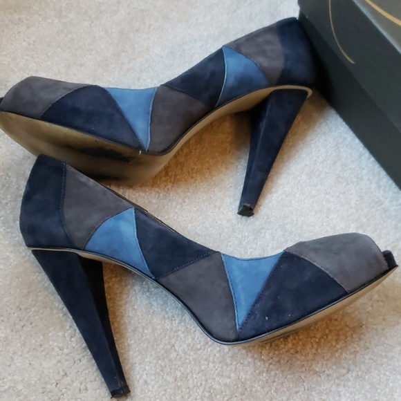 Enzo Anglioni - Suede heel - dk grey/navy/blue 8M - Picture 4 of 8